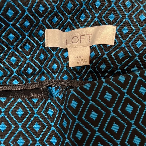 Loft Marisa Teal Blue Black Diamond Ankle Pants Side Zip Size 2 - Picture 6 of 7